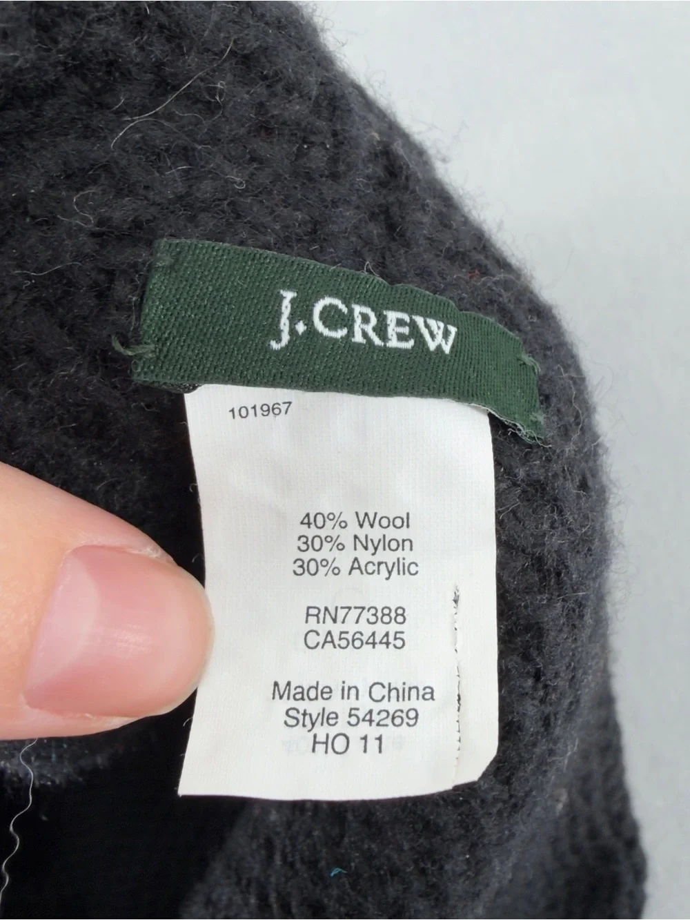 J.Crew Black Wool Blend Knitted Scarf